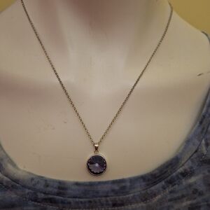 Fifth Avenue Collection Silver Tone  Sweet On You Too Purple Pendant Necklace
